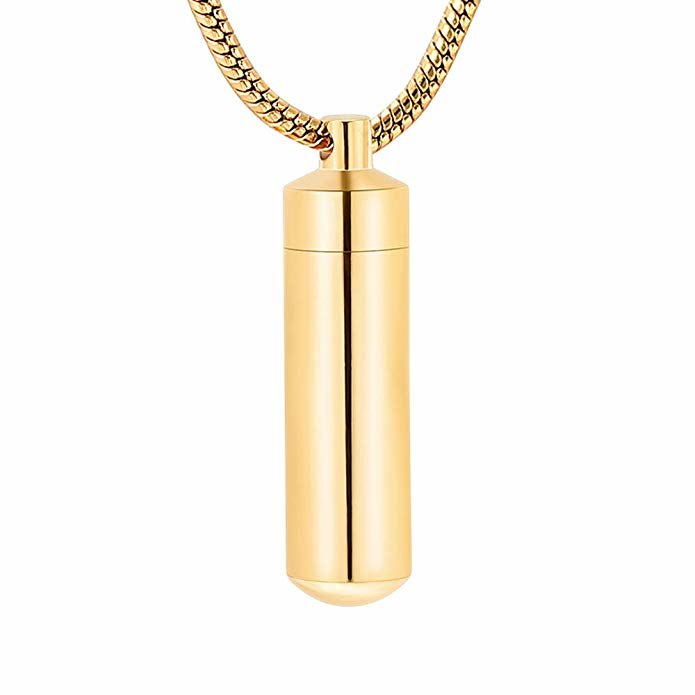 Ashanger / Haarlok Sieraad Cilinder RVS Goudkleurig (incl. ketting)