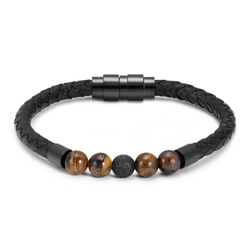 As Armband Zwart Rond Gevlochten Bruin RVS (div afmetingen)