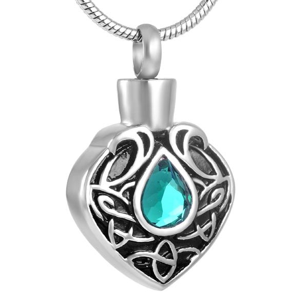 Ashanger Turquoise Druppel in Sierlijke Hanger RVS