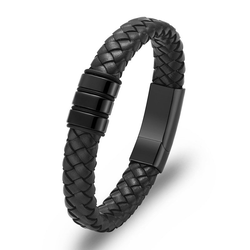 As Armband Zwart Gevlochten Design RVS (div afmetingen)