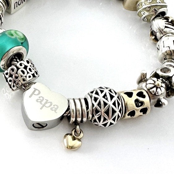Graveerbare Asbedel voor Armband of Ketting Hartje 14mm RVS