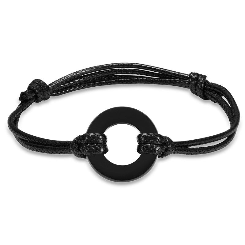 As Armband Zwarte Eternity Touwarmband RVS