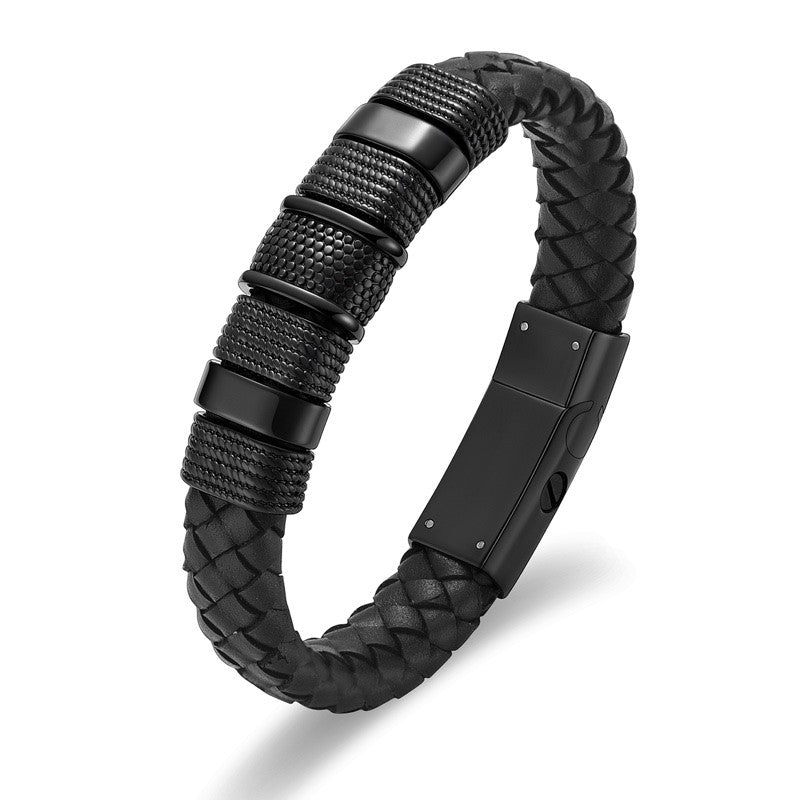 As Armband Gevlochten Zwart Design RVS (div afmetingen)