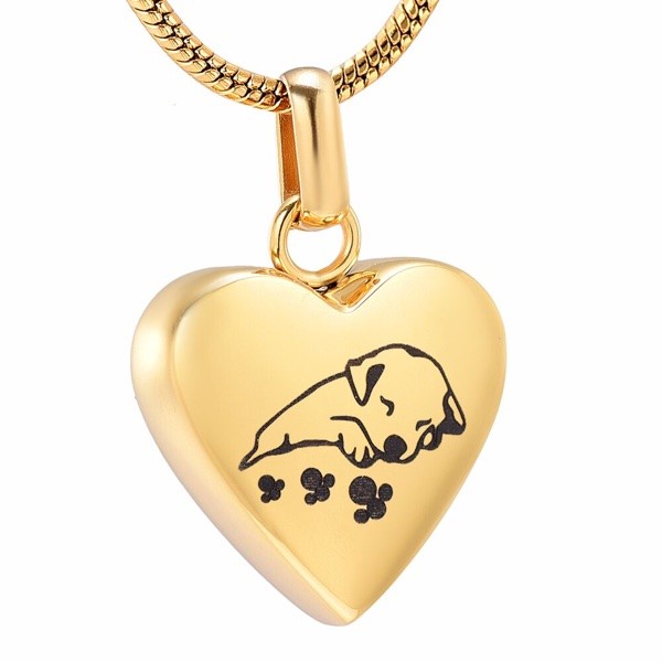 Ashanger Hart Slapende Hond RVS Goudkleurig graveerbaar