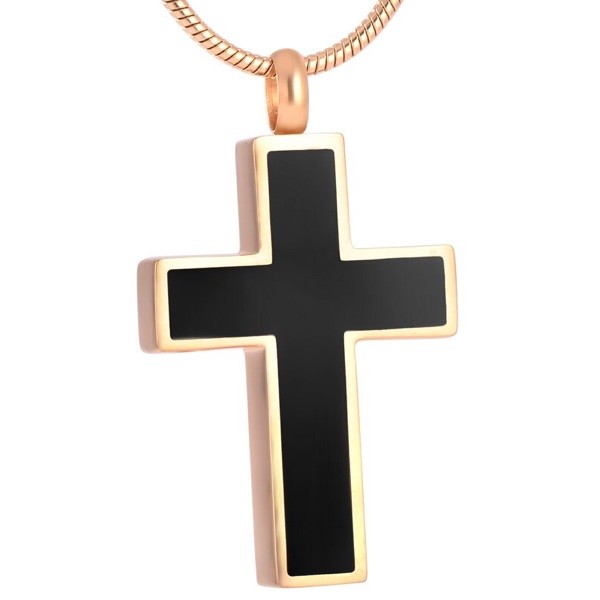 Ashanger Kruis Goudkleurig met Zwart RVS