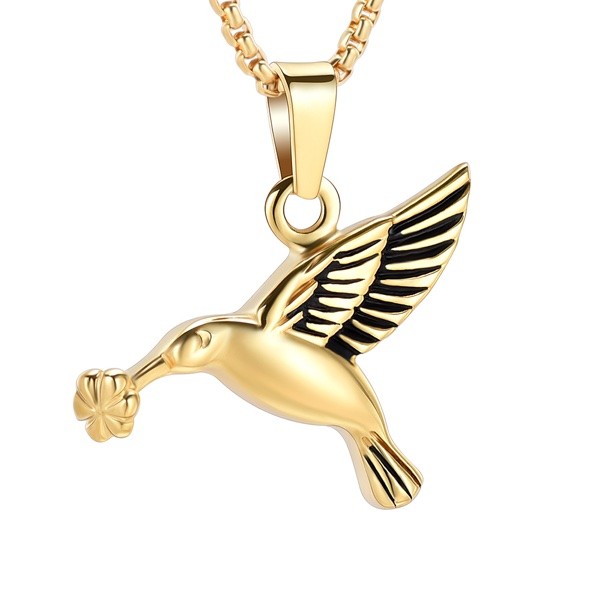 Ashanger Kolibrie met Bloem RVS Goudkleurig