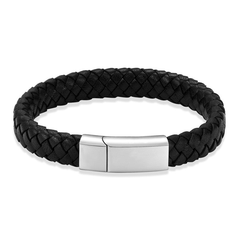 As Armband Zwart Gevlochten RVS (div afmetingen)