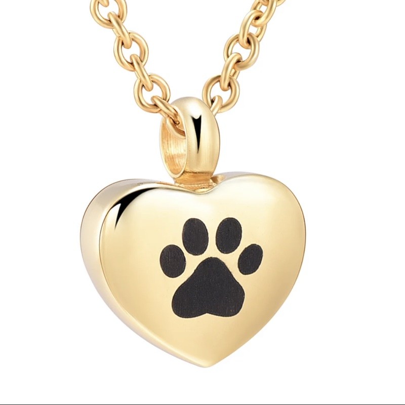 Ashanger Klein Hartje Paw 12mm RVS Goudkleurig graveerbaar