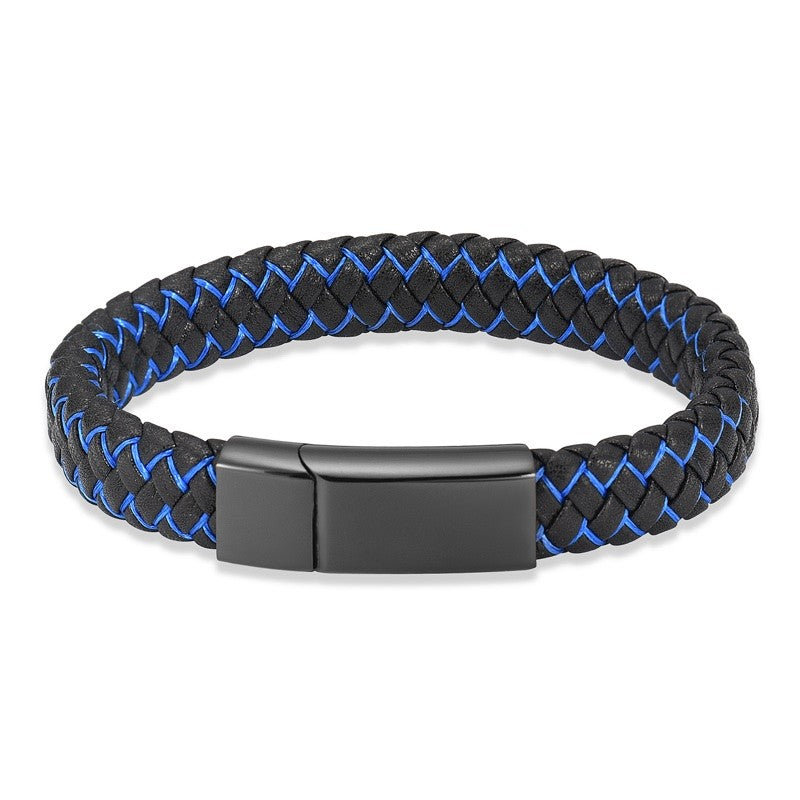 As Armband Blauw/Zwart Gevlochten RVS (div afmetingen)