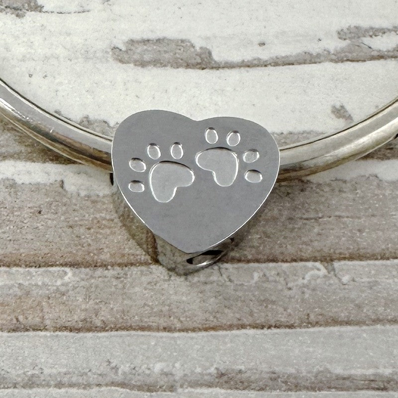 Asbedel Gepolijst Hart Pootje RVS voor Armband of Ketting