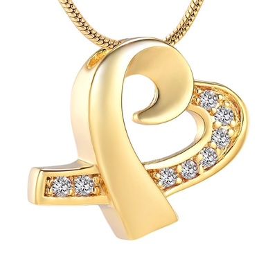 Ashanger Hart Strass RVS Goudkleurig