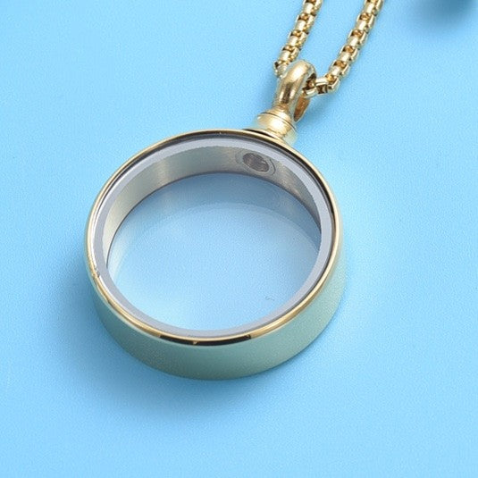 Ashanger / Haarlok Goudkleurige Hanger Glas Medaillon 25mm RVS