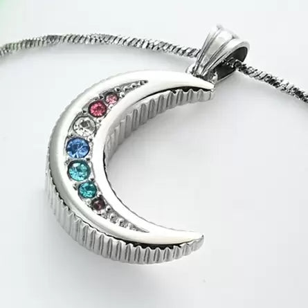 Ashanger Maan met Gekleurde Strass Steentjes RVS, productfoto 2