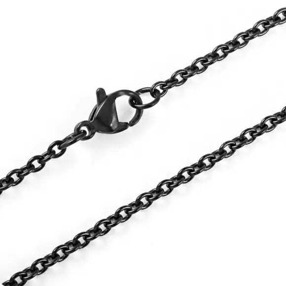 Fijne zwarte ringschakelketting 60 cm