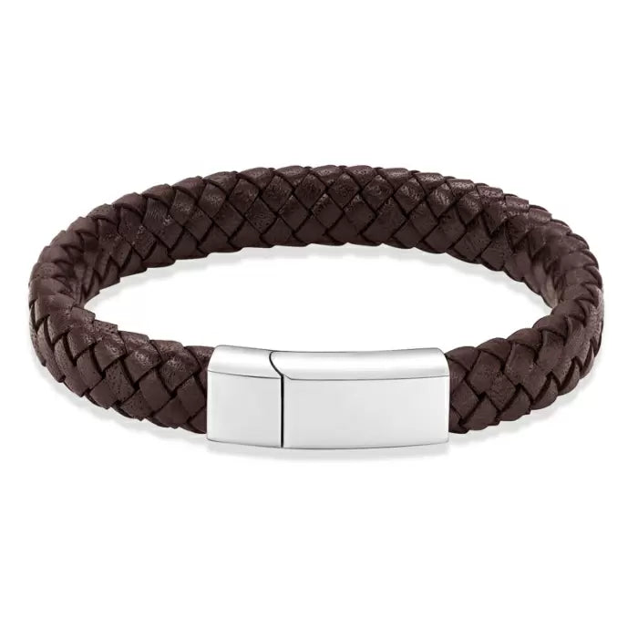Bruin gevlochten asarmband 19 cm